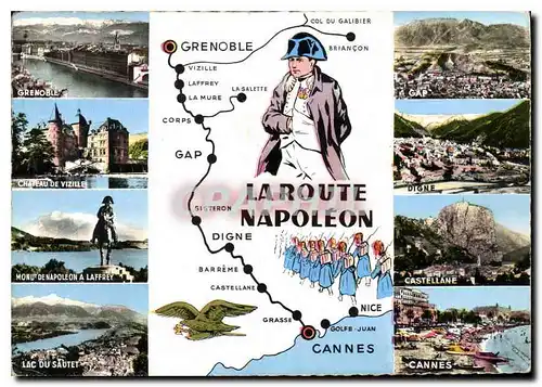 Cartes postales moderne Les Belles Alpes Francaises La Route Napoleon Grenoble Ch�teau de Vizille Monument Napoleon a La