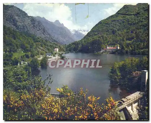 Moderne Karte L'Ariege Pittoresque Le Lac et le Manoir d'Orgeix Au fond la dent d'Orlu