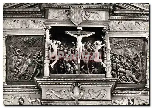 Moderne Karte Utelle Eglise St Veran Retable de la Passion XVIs en bais sculpte Le Porfement de Croix La Cruci