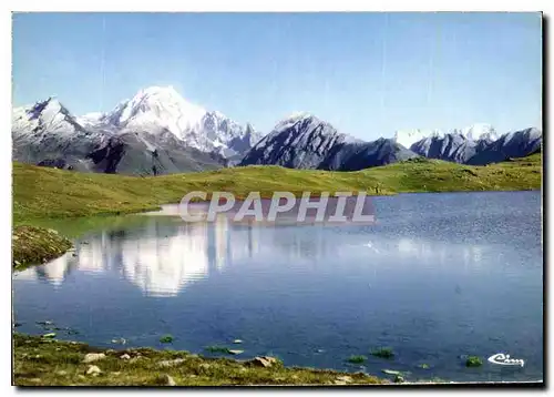 Moderne Karte En Tarantaise Reflets du Mont Blanc dans le lac au Col du Petit St Bernard Savoie