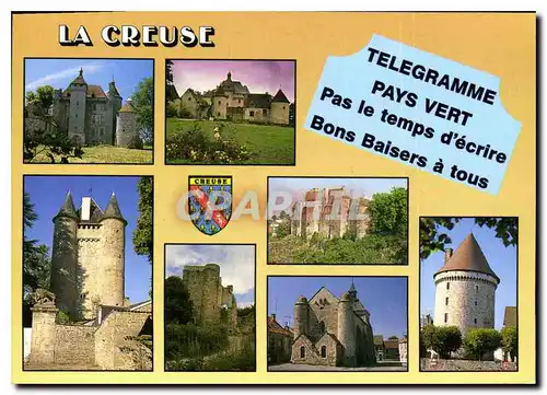 Moderne Karte La Creuse Telegramme Pays Vert Pas le temps d'ecriere Bons Baisers a tours