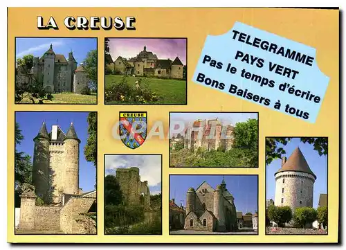 Cartes postales moderne La Creuse Telegramme Pays Vert Pas le temps d'ecriere Bons Baisers a tours