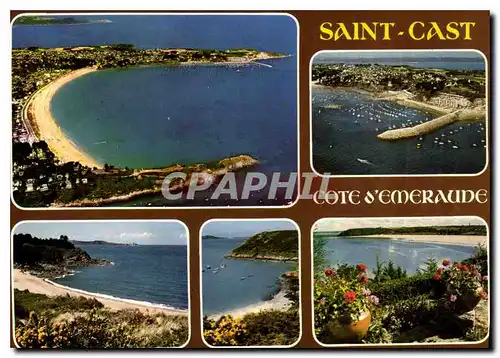Moderne Karte Couleurs de Bretagne Saint Cast la Grande plage le port et les plages de la Mare de la Fresnaye