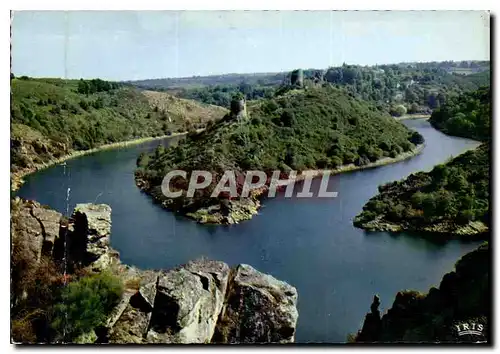 Moderne Karte Vallee de la Creuse les ruines du Chateau de Crozant 12e 13e siecle detruit par Richelieu en 163