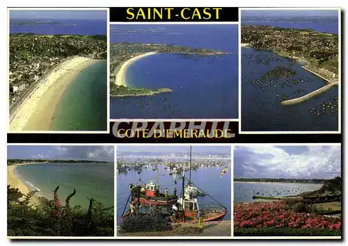 Cartes postales moderne Couleurs de Bretagne la Cote d'Emeraude Saint Cast la Grande Plage et le Port