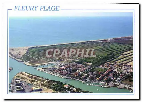 Moderne Karte Fleury Plage Aude France vue aerienne