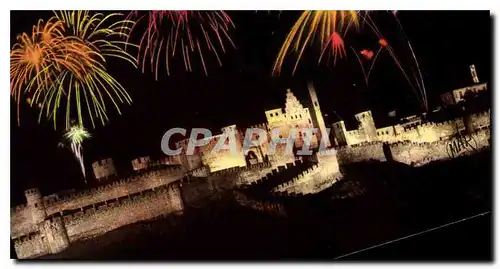 Cartes postales moderne Carcassonne Aude la cite feu d'Artifice