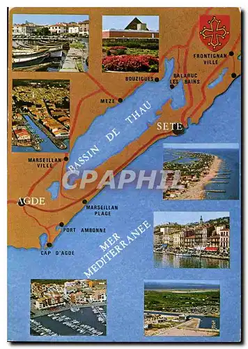 Cartes postales moderne Le Bassin de Thau Herault et ses Villes environnantes