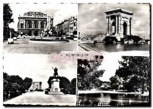 Cartes postales moderne Montpellier Herault Place de la Comedie le Chateau d'Eau Statue de Louis XIV le jardin Public