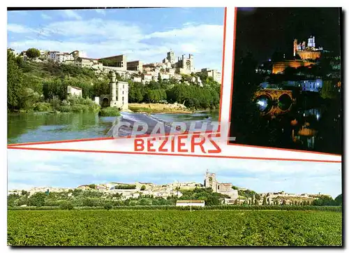 Cartes postales moderne Capitale du Vignoble Languedocien Beziers La Cathedrale St Nazaire et le canal de l'Orb