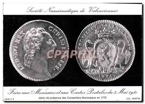 Cartes postales moderne Societe Numismatique de Valenciennes president M Bouchez Monnaies Jeton de presence des Conseill