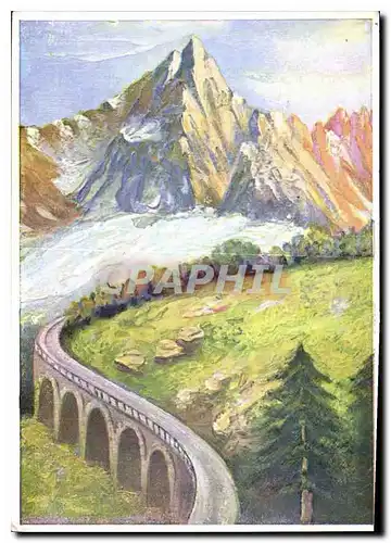 Cartes postales moderne Chamonix Mont Blanc Haute Savoie les Aiguilles Verte et du Dru Viaduc du Chemin de fer de Monten