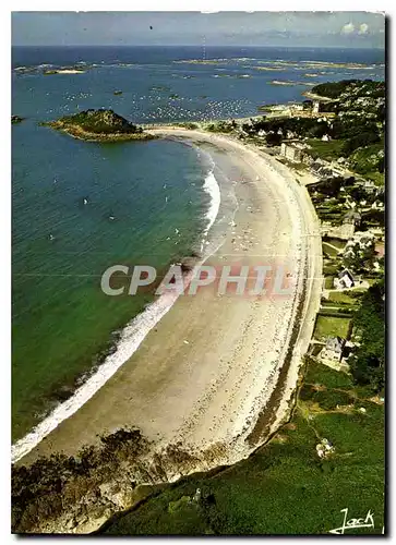 Cartes postales moderne Couleurs de Bretagne la cote de Granit Rose Trebeurden la plage de et le rocher du Castel