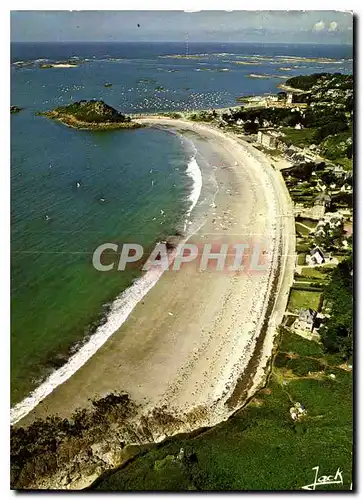 Moderne Karte Couleurs de Bretagne la cote de Granit Rose Trebeurden la plage de et le rocher du Castel