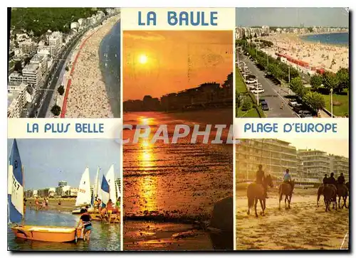 Moderne Karte Couleurs de Bretagne La Cote d'Amour La Baule Cheval Bateau Optimiste