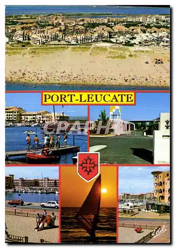 Cartes postales moderne Le Languedoc Port Leucate Aude Vue aerienne de la plage et la ville Le port de plaisance