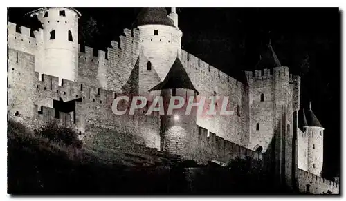 Cartes postales moderne Carcassonne La Cite La porte d'Aude illuminee