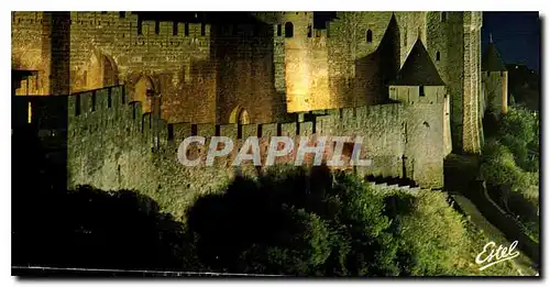 Cartes postales moderne Cite de Carcassonne Aude Vue de nuit l'entree principale ouest