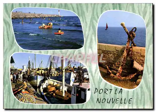 Moderne Karte Port la Nouvelle Aude La plage et la jetee le port de peche