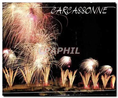 Cartes postales moderne Cite de Carcassonne Aude Un soir de feux d'artifice