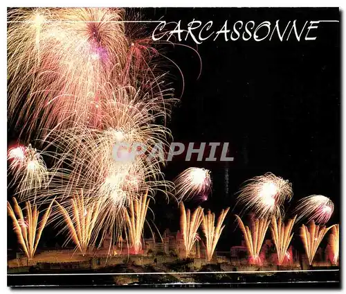 Cartes postales moderne Cite de Carcassonne Aude Un soir de feux d'artifice