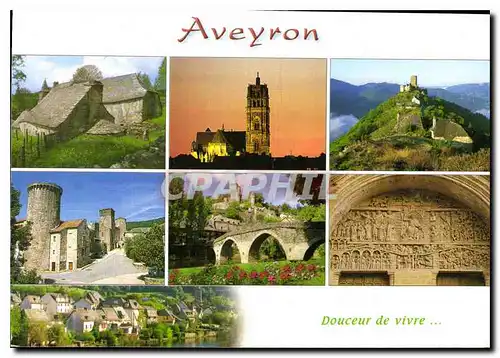 Cartes postales moderne En Aveyron Le tympan de l'Abbatiale Ste Foy a Cannes Le pant gothique de balcastl La Cathedrale