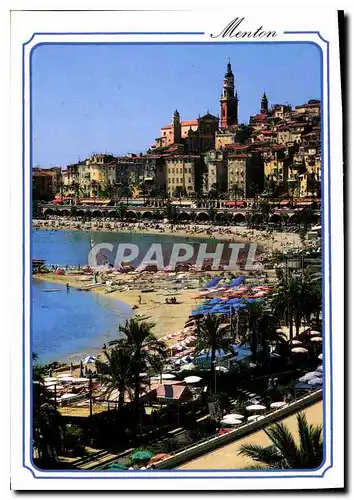 Cartes postales moderne La Cote d'Azur Menton Perie de la France La plage et la vieille ville