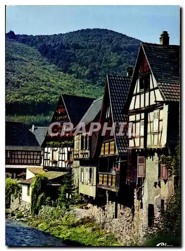 Moderne Karte Kaysersberg Haut Rhin Maisons anciennes sur le bord de la Weiss