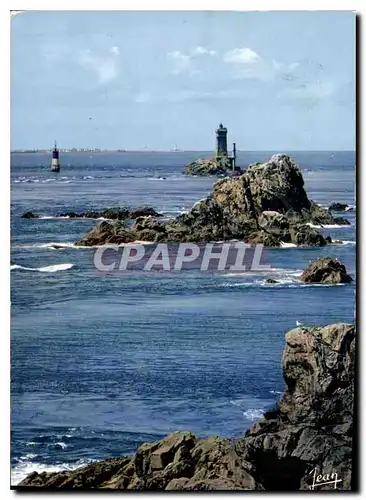 Moderne Karte La Pointe du Raz Finistere l'Extreme pointe Au fond l'Ile de Sein