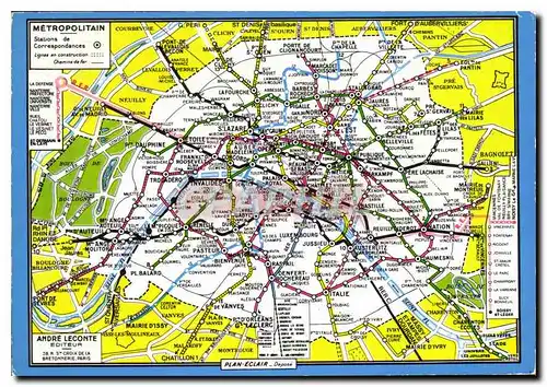 Moderne Karte Paris Le Plan du Metropolitain d'apres le Plan Eclair des Editions