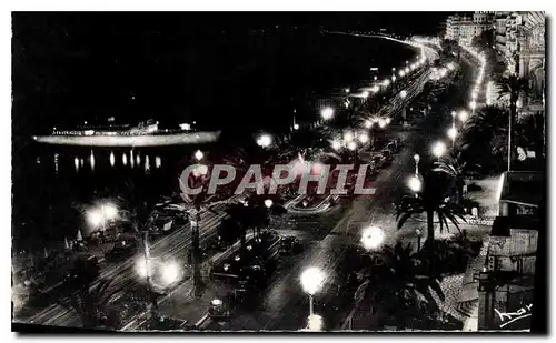 Moderne Karte La Cote d'Azur Nice la Promenade des Anglais la nuit