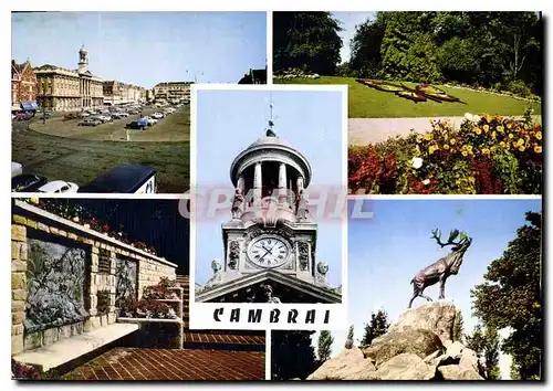Cartes postales moderne Souvenir de Cambrai Nord Place A Briand et l'hotel de ville le jardin public et le Papillon