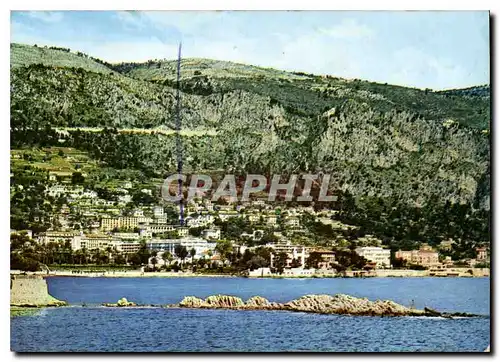 Moderne Karte Cote d'Azur Beaulieu sur mer vue generale au fond la moyenne et la grande Corniche