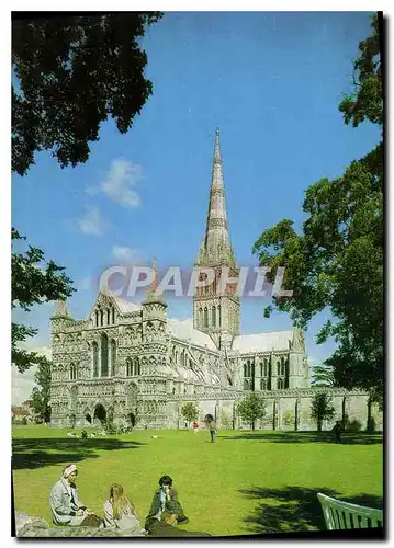 Moderne Karte Salisbury Cathedral The West fromt and spire the tallest in Britain