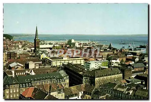 Moderne Karte Aarhus view towards the town and the harbour