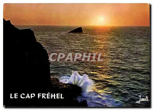 Moderne Karte Couleurs de Bretagne le Cap Frehel Coucher de soleil sur la chain du cap