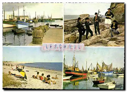 Cartes postales moderne La Bratagne Lesconil Finistere le port costumes bigoudene la plage des Sables Blancs le port