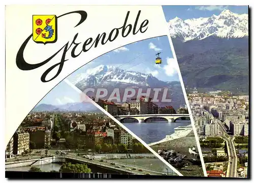 Cartes postales moderne Grenoble Cours Jean Jaures Moucherotte et telepherique de la Bastille Grands boulevards et chain