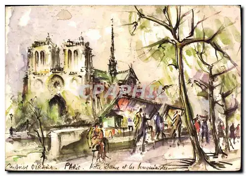 Moderne Karte Paris Notre Dame et les bouquinistes