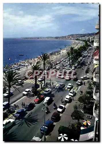 Moderne Karte Nice Capitale Mondiale du Tourisme la prestigieuse Promenade des Anglais Vue vers l'Aeroport