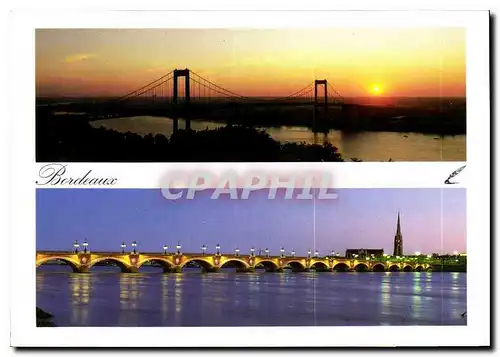 Cartes postales moderne Bordeaux le Port d'Aquitaine et le Pont de Pierre a Bodeaux