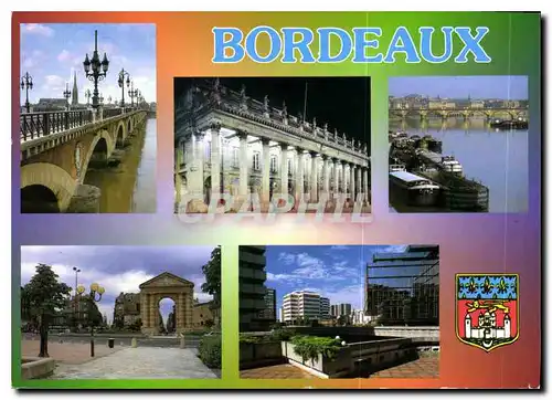 Cartes postales moderne Images de France Aquitaine Bordeaux le pont de pierre la facade du grand theatre illuminee penic