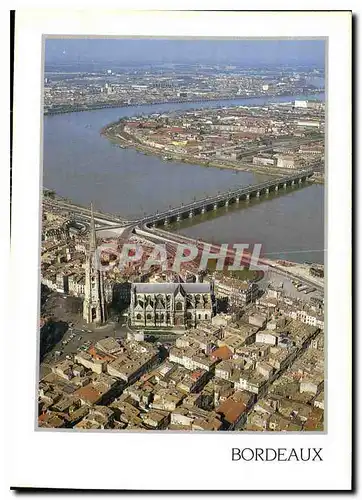 Moderne Karte Bordeaux Gironde Saint Michel L'Eglise Saint Michel le pont de Pierre et le port de la Lune sur