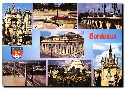 Moderne Karte Bordeaux la grosse cloche les allees de Tourny le pont de Pierre le Grand Theatre le Pont d'aqui