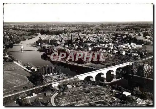 Moderne Karte Ste Foy la Grande Gironde A et le Pont du Chemin de fer Vue aerienne