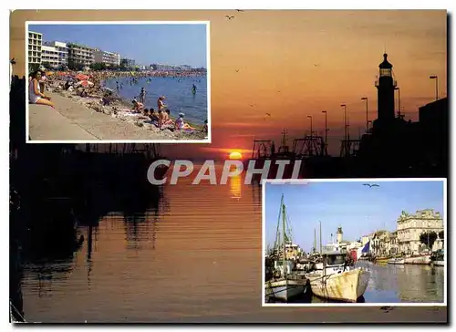 Moderne Karte Le Grau du Roi Gard son canal ses bateaux sa plage rive gauche