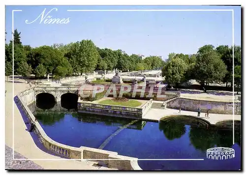 Moderne Karte Nimes Le jardin de la fontaine et la source au premier plan