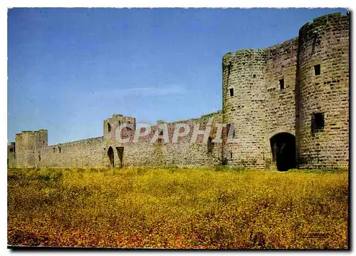 Moderne Karte Aigues Mortes Gard Cite Medievale les temparts cote sud Porte des Gallons Porte des Moulins Port