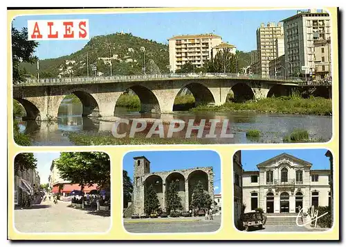 Cartes postales moderne Ales le Pont sur le Gordon en fond une vue sur l'Ermitage