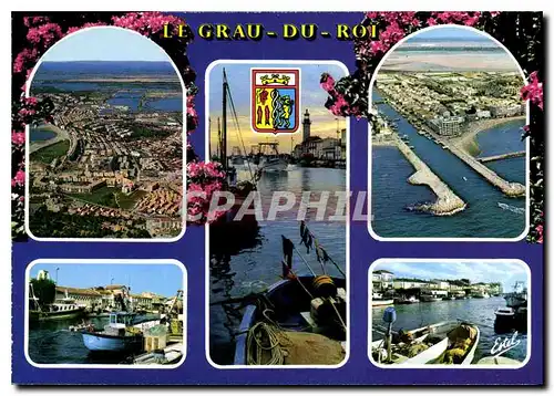 Cartes postales moderne Le Languedoc Le Grau du Roi Gard Vue generale le chenal et le phare les jetees les quais du chen